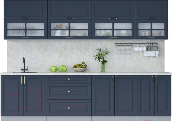 Изображение товара Кухонный гарнитур Интерлиния Мила Шато 3.0Б (индиго/индиго/опал светлый)