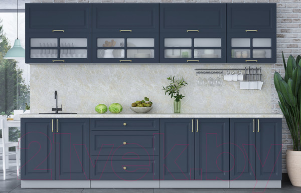 Изображение товара Кухонный гарнитур Интерлиния Мила Шато 3.0Б (индиго/индиго/опал светлый)