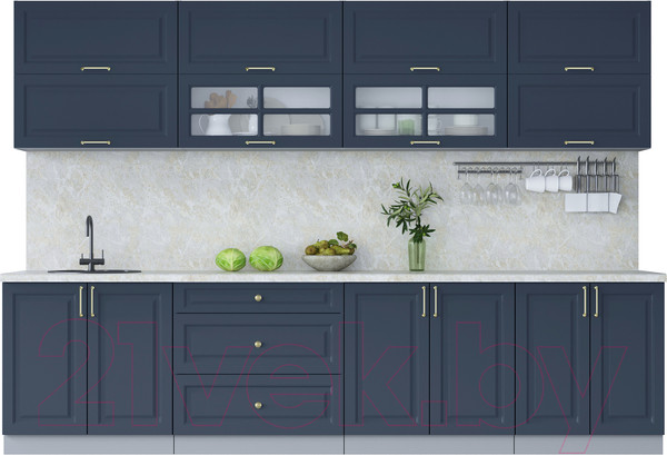 Изображение товара Кухонный гарнитур Интерлиния Мила Шато 3.1Б (индиго/индиго/опал светлый)