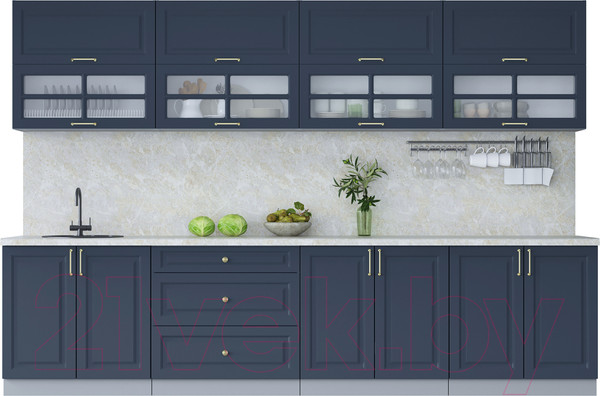 Изображение товара Кухонный гарнитур Интерлиния Мила Шато 3.2Б (индиго/индиго/опал светлый)