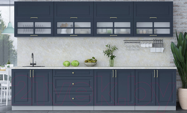 Изображение товара Кухонный гарнитур Интерлиния Мила Шато 3.2Б (индиго/индиго/опал светлый)