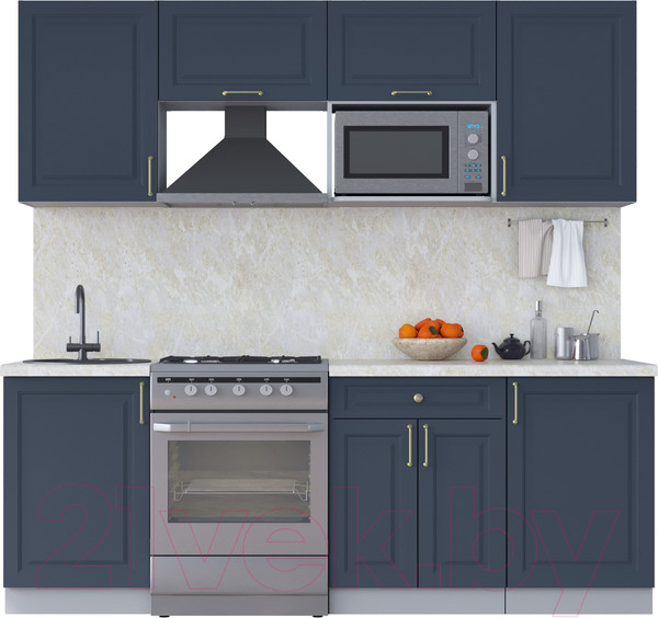Изображение товара Кухонный гарнитур Интерлиния Мила Шато 2.2В (индиго/индиго/опал светлый)