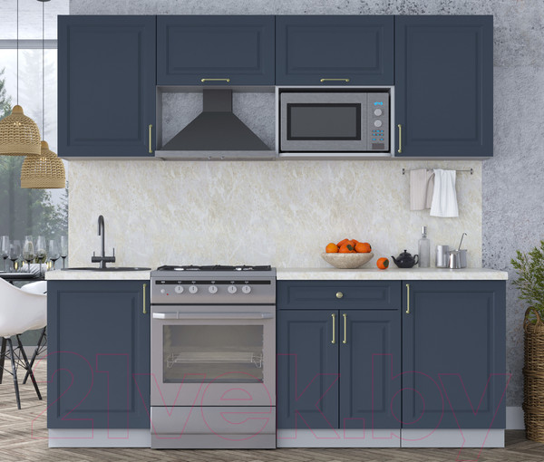 Изображение товара Кухонный гарнитур Интерлиния Мила Шато 2.2В (индиго/индиго/опал светлый)