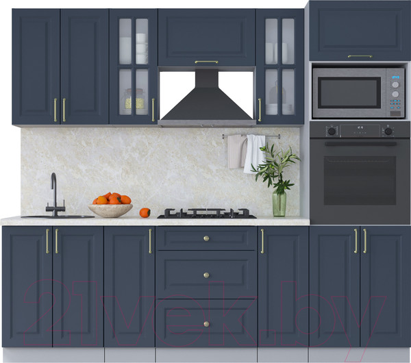 Изображение товара Кухонный гарнитур Интерлиния Мила Шато 2.4В (индиго/индиго/опал светлый)
