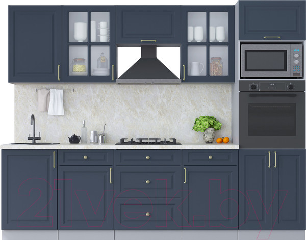 Изображение товара Кухонный гарнитур Интерлиния Мила Шато 2.7В (индиго/индиго/опал светлый)