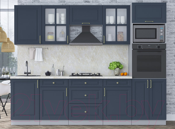 Изображение товара Кухонный гарнитур Интерлиния Мила Шато 2.7В (индиго/индиго/опал светлый)