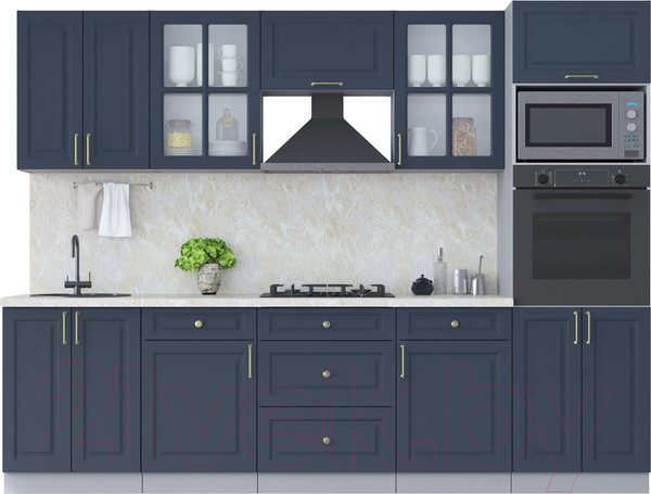 Изображение товара Кухонный гарнитур Интерлиния Мила Шато 2.8В (индиго/индиго/опал светлый)