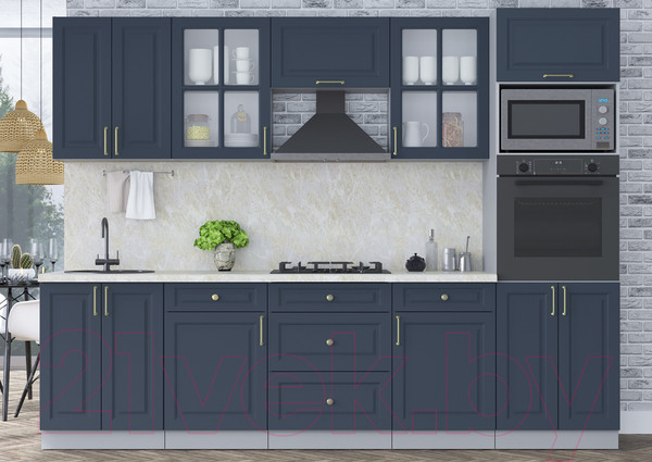 Изображение товара Кухонный гарнитур Интерлиния Мила Шато 2.8В (индиго/индиго/опал светлый)