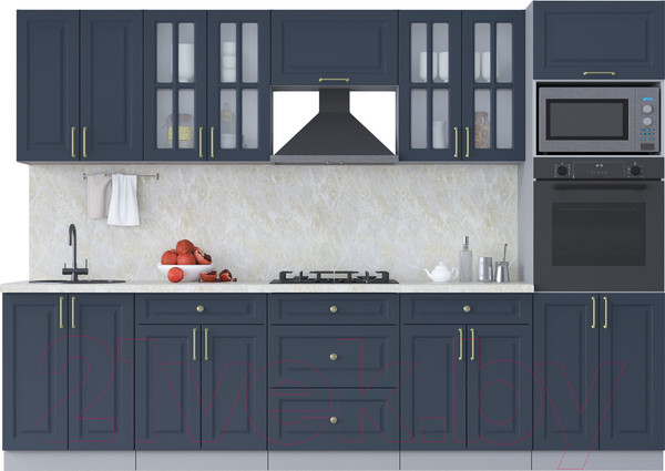 Изображение товара Кухонный гарнитур Интерлиния Мила Шато 3.0В (индиго/индиго/опал светлый)