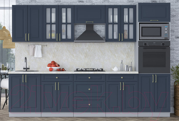 Изображение товара Кухонный гарнитур Интерлиния Мила Шато 3.0В (индиго/индиго/опал светлый)