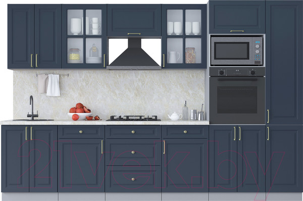 Изображение товара Кухонный гарнитур Интерлиния Мила Шато 3.2В (индиго/индиго/опал светлый)