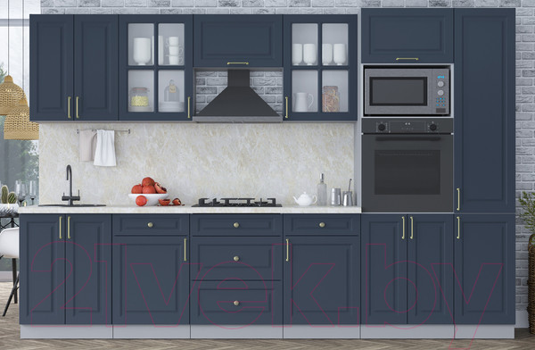 Изображение товара Кухонный гарнитур Интерлиния Мила Шато 3.2В (индиго/индиго/опал светлый)