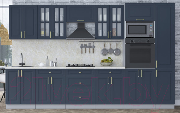Изображение товара Кухонный гарнитур Интерлиния Мила Шато 3.4В (индиго/индиго/опал светлый)