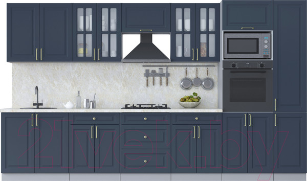 Изображение товара Кухонный гарнитур Интерлиния Мила Шато 3.6В (индиго/индиго/опал светлый)