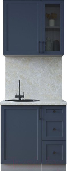 Изображение товара Кухонный гарнитур Интерлиния Тренд 0.8А (индиго/индиго/опал светлый)