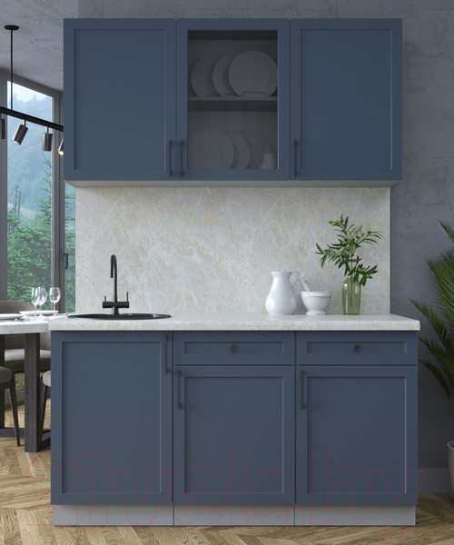 Изображение товара Кухонный гарнитур Интерлиния Тренд 1.5А (индиго/индиго/опал светлый)