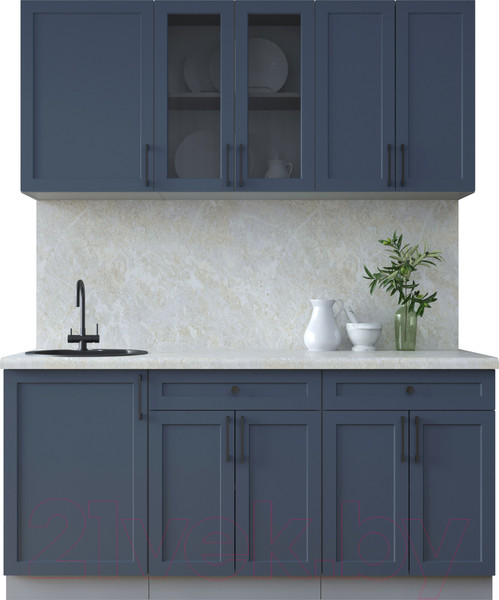 Изображение товара Кухонный гарнитур Интерлиния Тренд 1.7А (индиго/индиго/опал светлый)