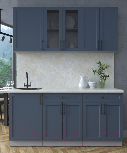 Изображение товара Кухонный гарнитур Интерлиния Тренд 1.7А (индиго/индиго/опал светлый)