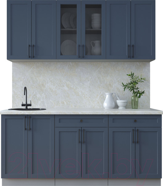 Изображение товара Кухонный гарнитур Интерлиния Тренд 1.8А (индиго/индиго/опал светлый)