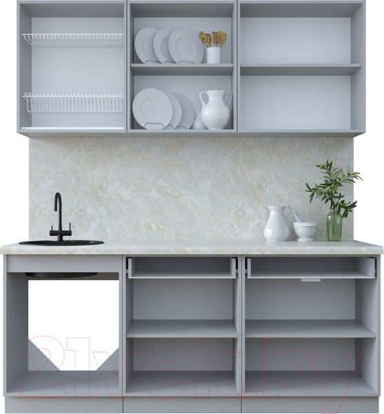 Изображение товара Кухонный гарнитур Интерлиния Тренд 1.9А (индиго/индиго/опал светлый)