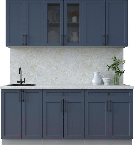 Изображение товара Кухонный гарнитур Интерлиния Тренд 1.9А (индиго/индиго/опал светлый)