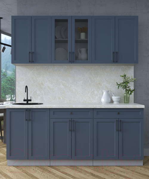 Изображение товара Кухонный гарнитур Интерлиния Тренд 1.9А (индиго/индиго/опал светлый)