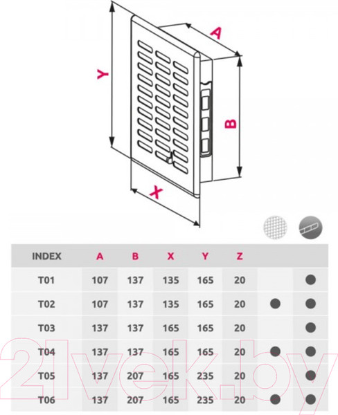Изображение товара Решетка вентиляционная Awenta T06 (белый)