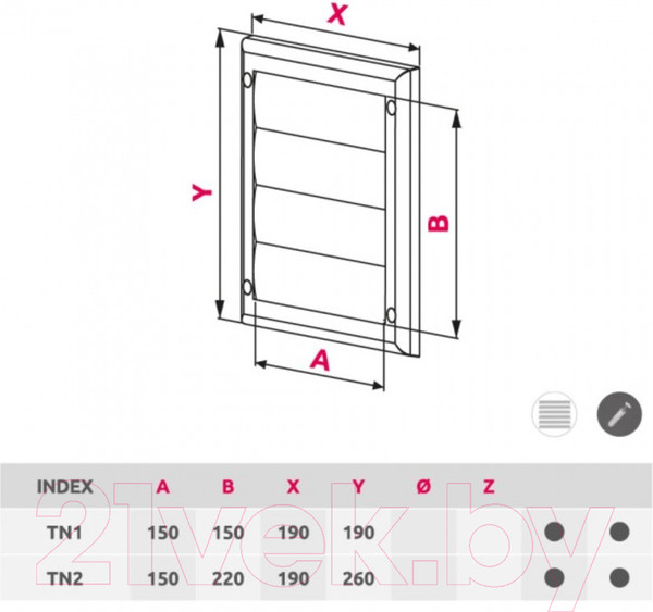Изображение товара Решетка вентиляционная Awenta TN2 (белый)