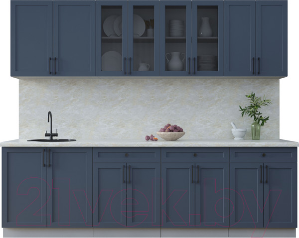 Изображение товара Кухонный гарнитур Интерлиния Тренд 2.6А (индиго/индиго/опал светлый)