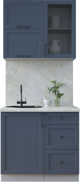 Изображение товара Кухонный гарнитур Интерлиния Тренд 0.9Б (индиго/индиго/опал светлый)