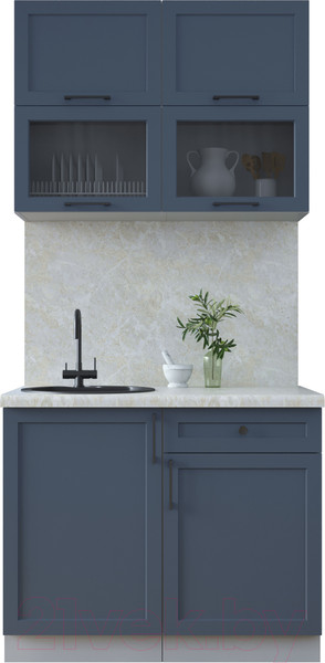 Изображение товара Кухонный гарнитур Интерлиния Тренд 1.0Б (индиго/индиго/опал светлый)