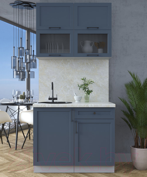 Изображение товара Кухонный гарнитур Интерлиния Тренд 1.0Б (индиго/индиго/опал светлый)