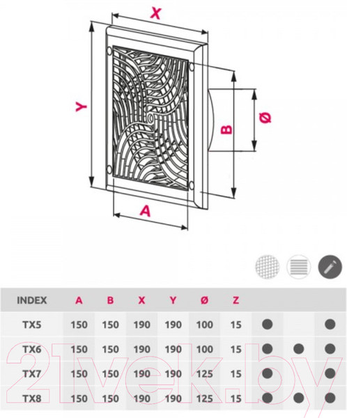 Изображение товара Решетка вентиляционная Awenta TX8 (белый)