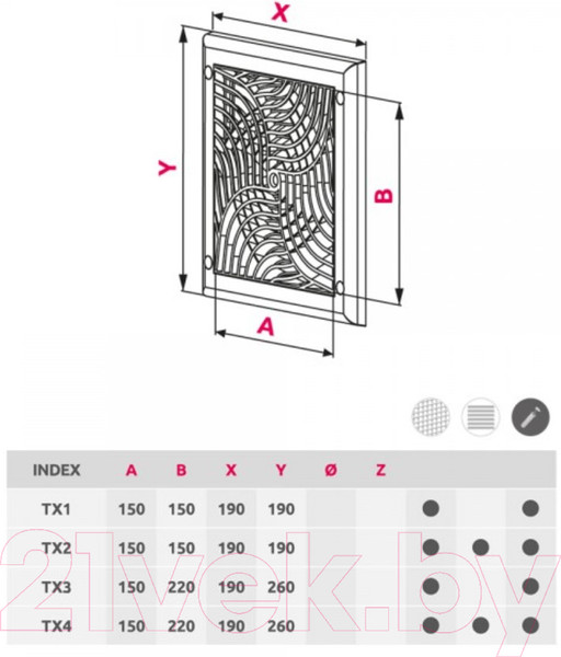 Изображение товара Решетка вентиляционная Awenta TX4 (белый)