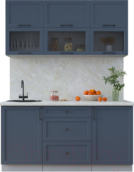 Изображение товара Кухонный гарнитур Интерлиния Тренд 1.6Б (индиго/индиго/опал светлый)
