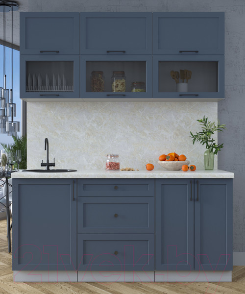 Изображение товара Кухонный гарнитур Интерлиния Тренд 1.7Б (индиго/индиго/опал светлый)