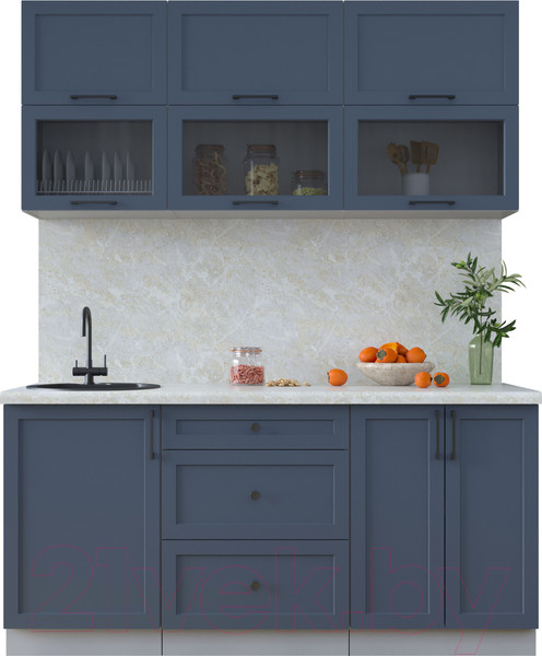 Изображение товара Кухонный гарнитур Интерлиния Тренд 1.7Б (индиго/индиго/опал светлый)