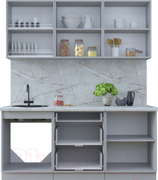 Изображение товара Кухонный гарнитур Интерлиния Тренд 1.8Б (индиго/индиго/опал светлый)