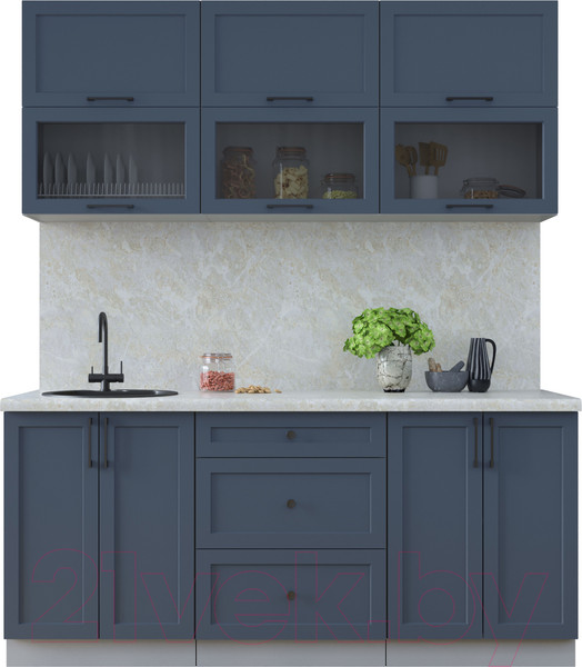 Изображение товара Кухонный гарнитур Интерлиния Тренд 1.8Б (индиго/индиго/опал светлый)