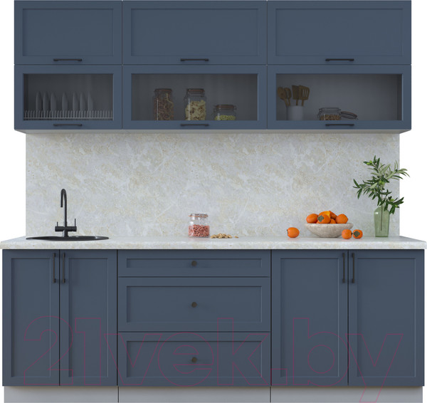 Изображение товара Кухонный гарнитур Интерлиния Тренд 2.2Б (индиго/индиго/опал светлый)