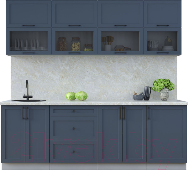 Изображение товара Кухонный гарнитур Интерлиния Тренд 2.3Б (индиго/индиго/опал светлый)