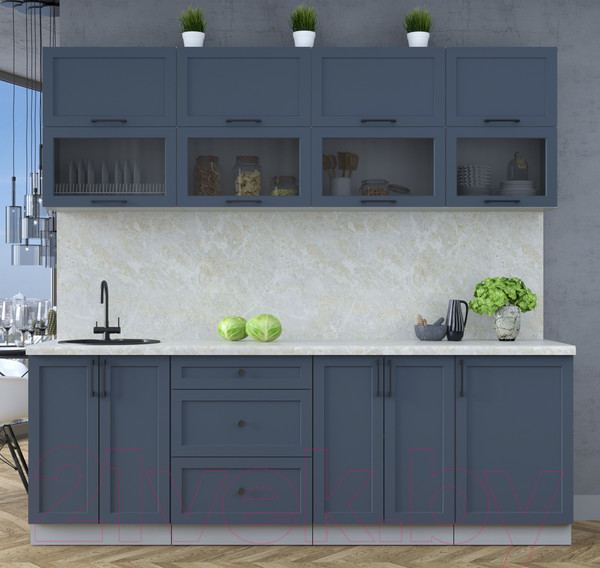 Изображение товара Кухонный гарнитур Интерлиния Тренд 2.3Б (индиго/индиго/опал светлый)