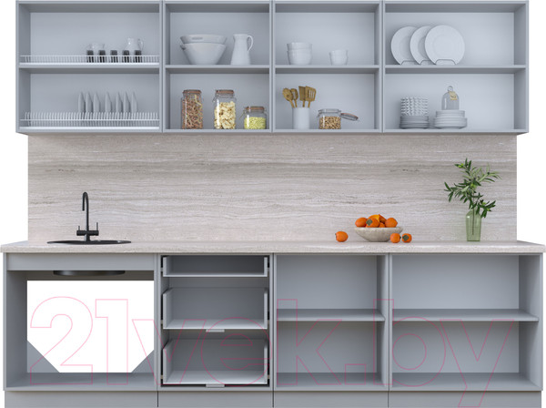 Изображение товара Кухонный гарнитур Интерлиния Тренд 2.8Б (индиго/индиго/опал светлый)