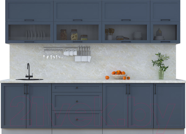 Изображение товара Кухонный гарнитур Интерлиния Тренд 2.9Б (индиго/индиго/опал светлый)