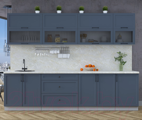 Изображение товара Кухонный гарнитур Интерлиния Тренд 2.9Б (индиго/индиго/опал светлый)