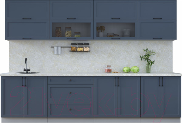 Изображение товара Кухонный гарнитур Интерлиния Тренд 3.1Б (индиго/индиго/опал светлый)