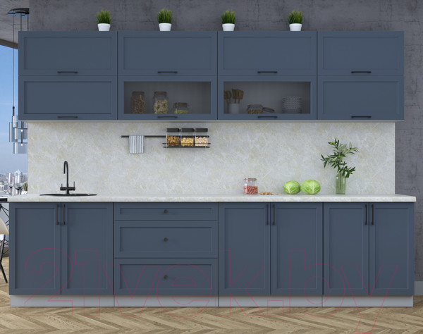 Изображение товара Кухонный гарнитур Интерлиния Тренд 3.1Б (индиго/индиго/опал светлый)