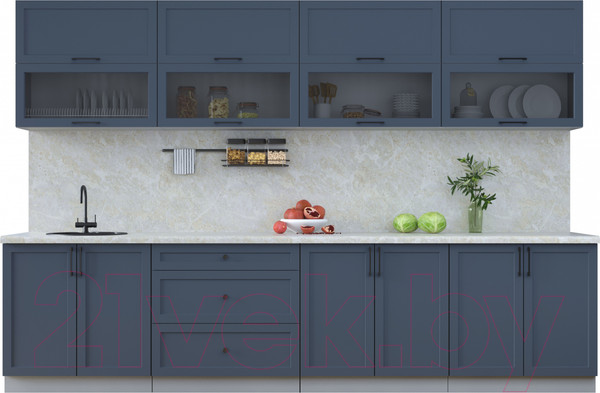 Изображение товара Кухонный гарнитур Интерлиния Тренд 3.2Б (индиго/индиго/опал светлый)