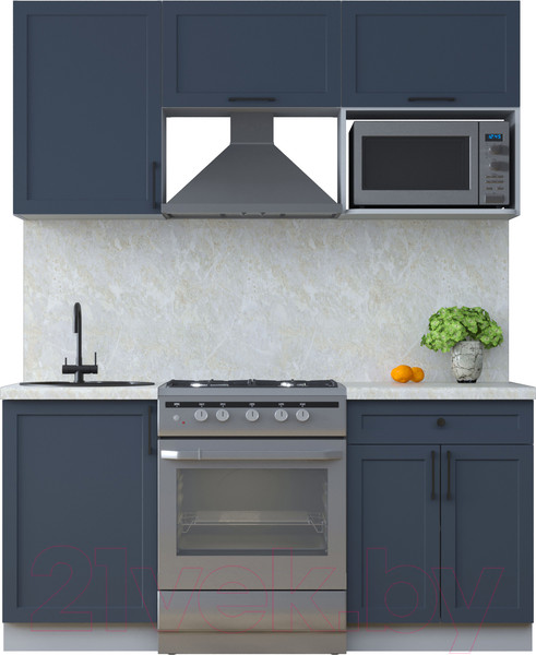 Изображение товара Кухонный гарнитур Интерлиния Тренд 1.7В (индиго/индиго/опал светлый)