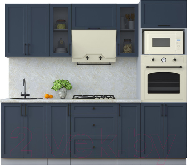 Изображение товара Кухонный гарнитур Интерлиния Тренд 2.4В (индиго/индиго/опал светлый)